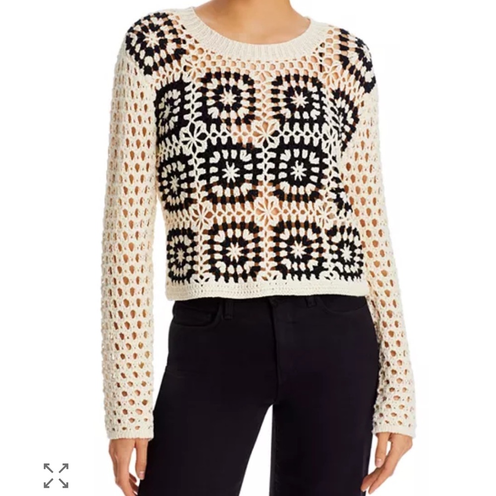 NWT! AQUA Women’s Crochet Granny Square Sweater, Size XS